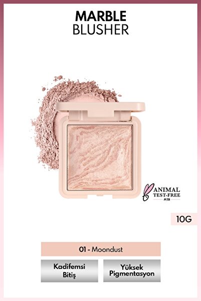 NOTE Marble Baked Blusher Fırınlanmış Allık & Aydınlatıcı - 01 Moondust