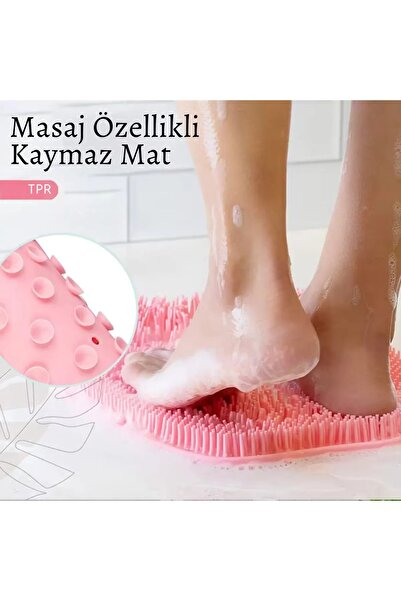 ADORN 4-Piece Silicone Bath Brush with Suction Cup Foot Massage Pad Back Scrub Body Washing Loofah (Family Size)