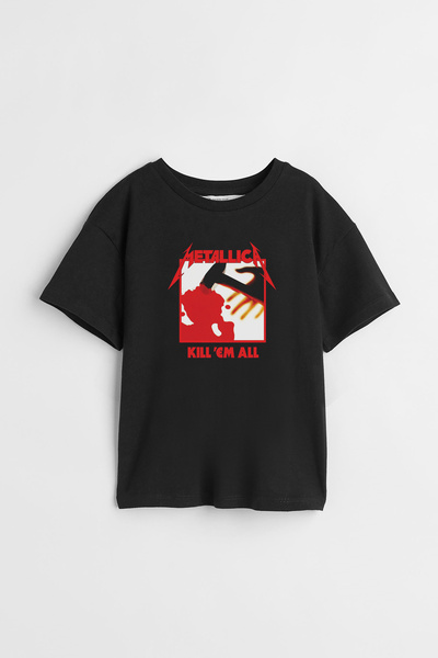 Darkia تي شيرت للأطفال للجنسين بتصميم مطبوع عليه ألبوم Metallica Kill Em All