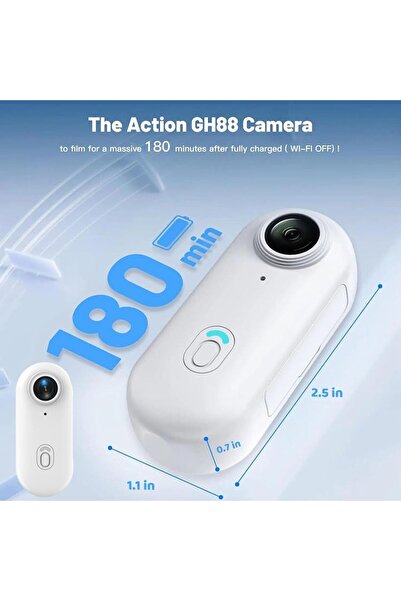 DASHENRAN StallionFrames 4K Mini HandsFree Body Camera with Waterproof Case (White)