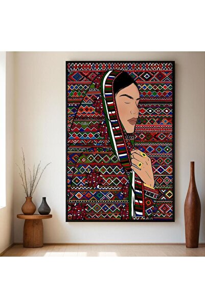 Marktna Traditional Sadu weaving canvas painting with a hollow silver frame
