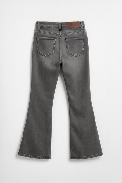 Bluewhite Women's Spanish Leg Lycra Flexible Gray Flare Jean Trousers