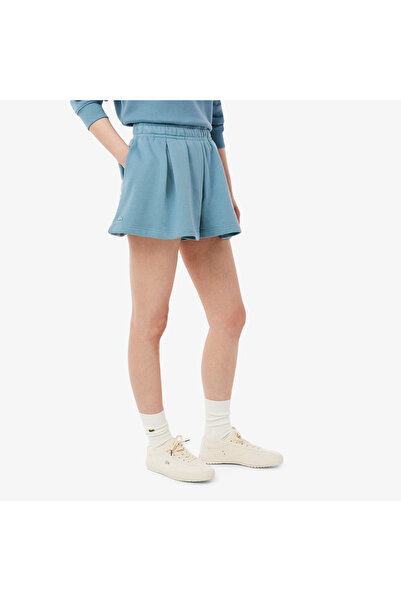 Lacoste Pleated Fleece Kadın Mavi Şort