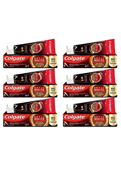 Colgate معجون أسنان مبيض أوبتيك وايت للقهوة والشاي ومستخدمي التبغ 125 مل (6 قطع)