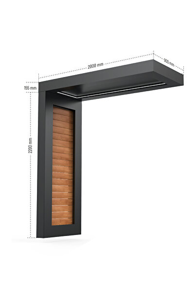 KORRAIN VIELA WOOD- AHŞAP DETAYLI ALÜMİNYUM KAPI ÜSTÜ SUNDURMA- 160 CM- SOL