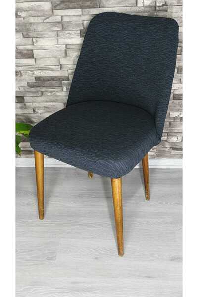 UzHome Büyük Oval sandalye kılıfı Jakar kumaş Antrasıt