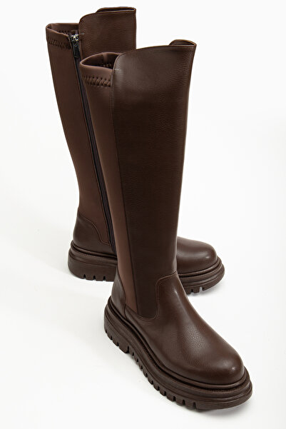 RİSSOLİ Hořkohnědé DÁMSKÉ BOTY S ELASTICKÝM PÁSKEM POD KOLENA