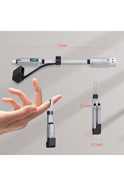 Pzoz USB C to Lightning Cable 0.18M, 140W 4 in 1 Multi Charging Cable, Portable Keychain Charger Sho