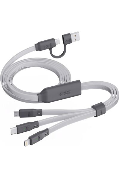 Pzoz 100W Multi Charging Cable 1.5M, 3 in 1 Fast Charging at The Same Time