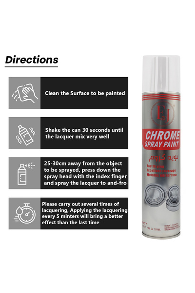 FAJ Chrome Spray Paint K057 350ML – Fast Drying Metallic Mirror Finish for Multi-Surface Use