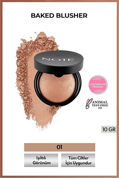 NOTE Baked Blusher Işıltılı Fırınlanmış Toz Allık - 01 Pleasure