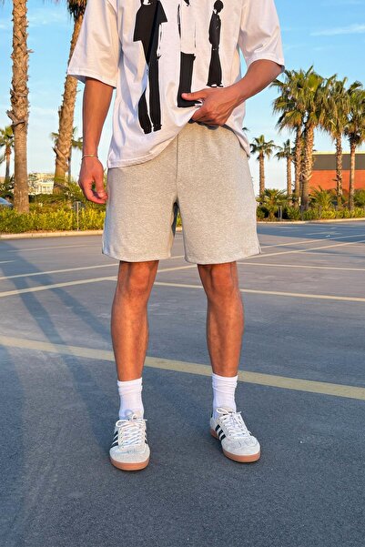 Flaw Wear Bermuda Elastic Waist Gray Melange Basic Shorts