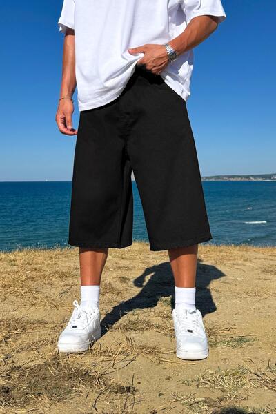 Flaw Wear Yıkamalı Basic Siyah Kot Şort Siyah