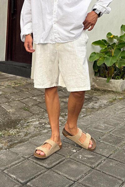 Flaw Wear Elastic Waist Linen Shorts