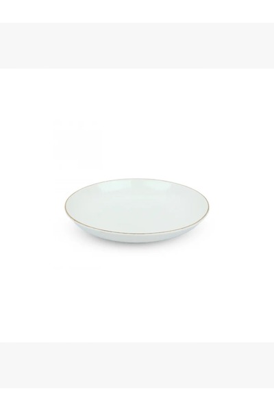 rexa Round ceramic serving plate - white with gold edges - 20 x 20 cm