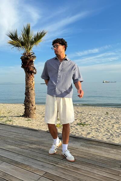 Flaw Wear Ecru Basic Shorts with Elastic Waist