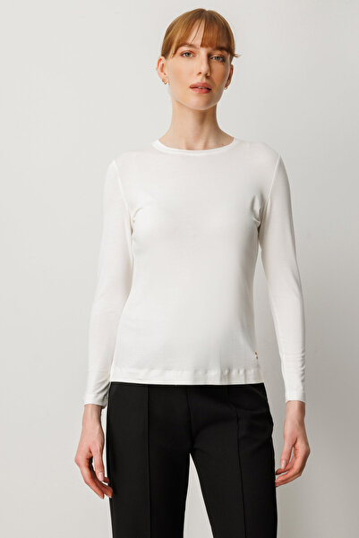 ON Основна блуза с метални аксесоари и обло деколте