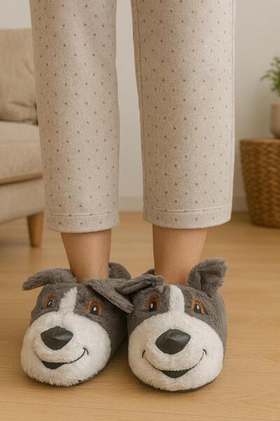 Peta Unisex Adult Plush Slippers with Dog Figure Home Slippers Home Boots
