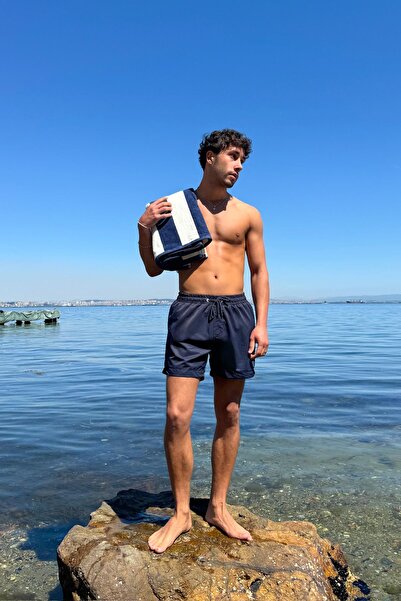Flaw Wear Navy Blue Back Pocket Detail Swim Shorts
