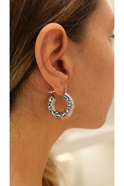 Jerie Bombeli Serrated Plate Basic Hoop Earrings