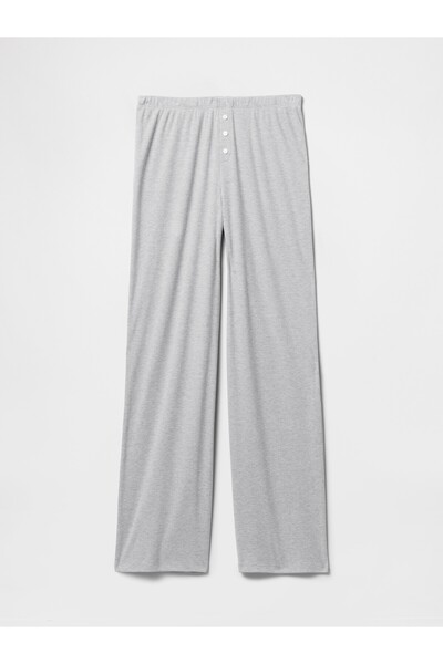 GAP Kadın Gri Mini Fitilli Wide-Leg Pijama Pantolon