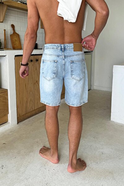 Flaw Wear Μπλε τζιν σορτς με σχισμές αντίκες