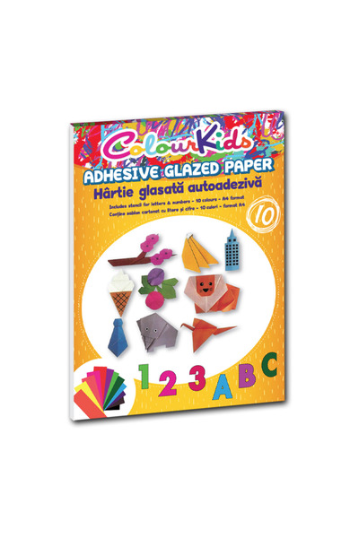 PIGNA Hartie glasata adeziva A4 10 culori/set, Colour Kids