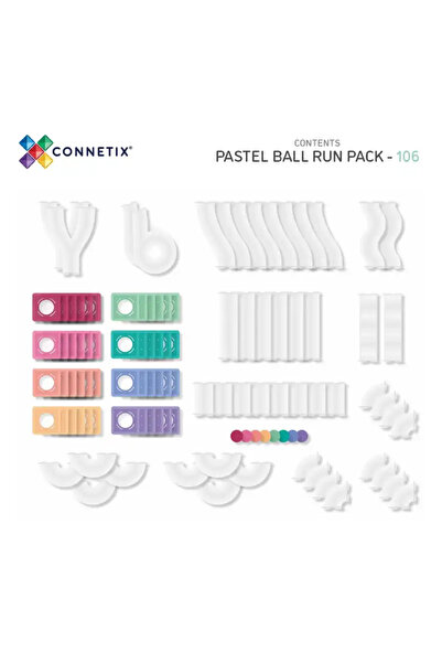 Connetix Pastel Ball Run Set - 106 Pieces Con-Eu-P106Br