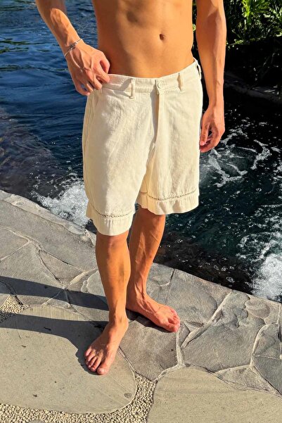 Flaw Wear Μπεζ σορτς με λεπτομέρεια στο πόδι