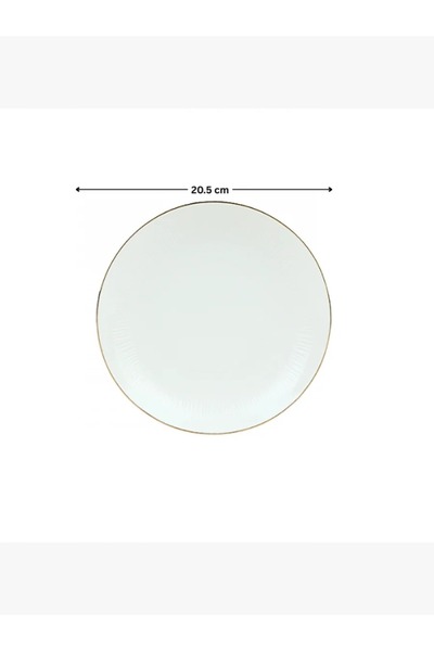 rexa Round ceramic serving plate - white with gold edges - 20 x 20 cm