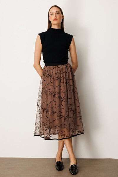 Ekol Fusta din tul cu model catifea