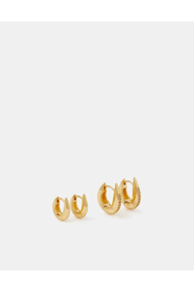 Accessorize Z Dalga Küpe Seti X 2 Altın Kaplama