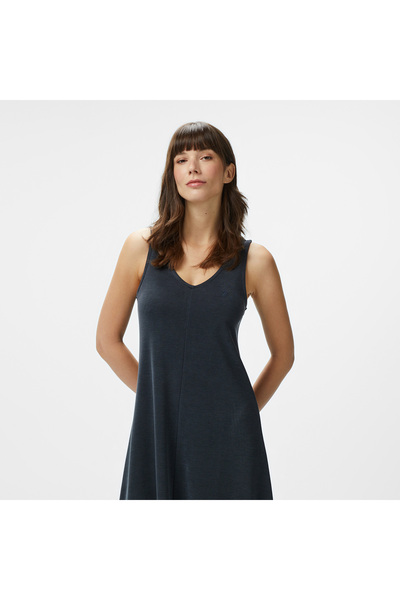 Nautica Kadın Siyah V Yaka Kolsuz Elbise