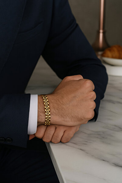 Naviforce ORJİNAL PASLANMAZ ÇELİK ERKEK BİLEKLİK ALTIN RENK BABALAR GÜNÜ HEDİ...