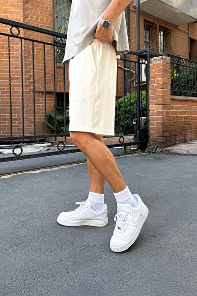 Flaw Wear Bermuda Elastic Waist Ecru Basic Shorts