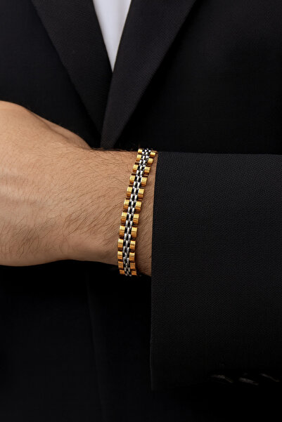 Naviforce ORJİNAL PASLANMAZ ÇELİK ERKEK BİLEKLİK ALTIN RENK BABALAR GÜNÜ HEDİ...