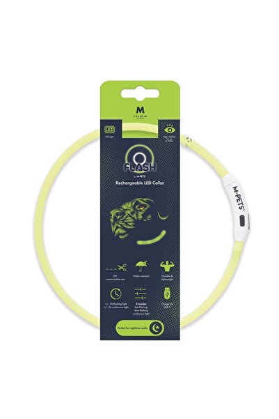 M-PETS Flash Led Neck Collar Green (m)