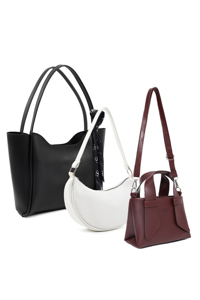 SHAKA Черно / Бяло / Бордо Shk247 Комплект от 3 чанти от синтетична кожа за р...