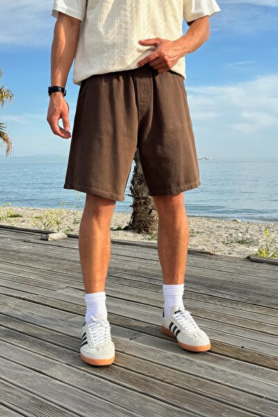 Flaw Wear Καφέ βασικό σορτς με ελαστική μέση