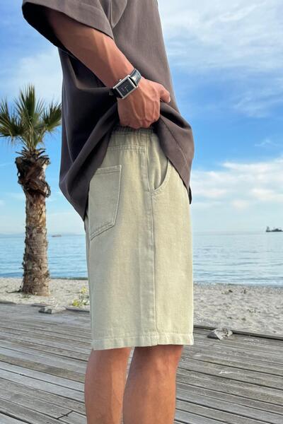 Flaw Wear Khaki Basic Shorts with Elastic Waist