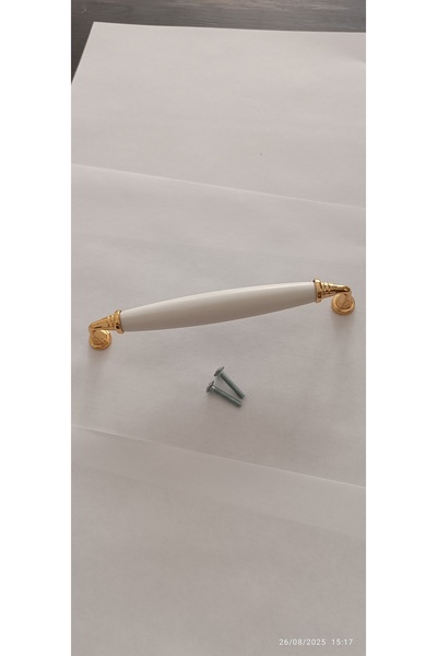 Arion 160 MM 1 ADET LÜX MOBİLYA KULPU SEÇİL ALTIN METAL AYAKLI BEYAZ PLMR DOL...