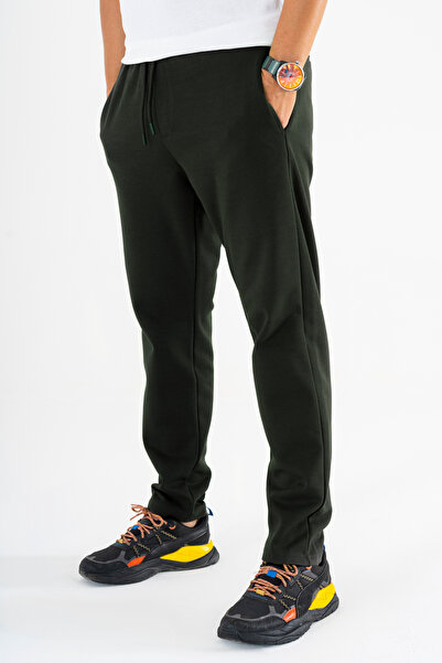 Souris Men's Khaki Jogger Pants Lace-Up Elastic Waist Relaxed Fit Sweatpants