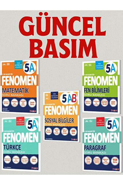 Fenomen Yayıncılık 5. Sınıf Matematik - Fen Bilimleri - Türkçe - Paragraf - S...