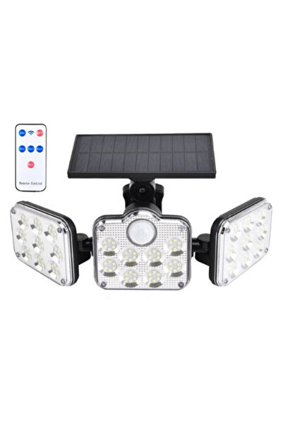 Parmeva 138 Led Güneş Enerjili 3 Mod Kumandalı Kablolu Sensörlü Solar Sokak Lambası Bina Önü Işık