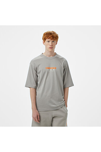 Converse Star Chevron Baskılı Erkek Oversize Fit Gri T-Shirt