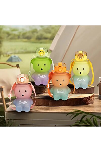 PLASTMARKET Smile Ayıcık Suluk, Kız Çocuk Suluk, Erkek Çocuk Suluk, Su Matarası