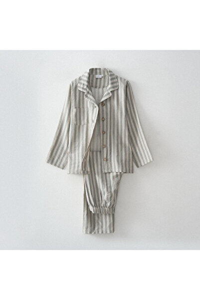 Ecocotton Ala Kadın Pijama Takımı Organik Pamuk Keten Yeşil