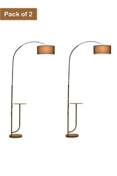 Taimi Pack of 2 Dimmable Vertical Floor Lamp With Warm Light Pure Marble Base with Coffee Table Tray