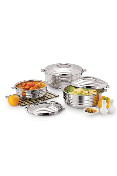 DESİGNER Set de 3 caserole termice din oțel inoxidabil, 2L+3L+5L,