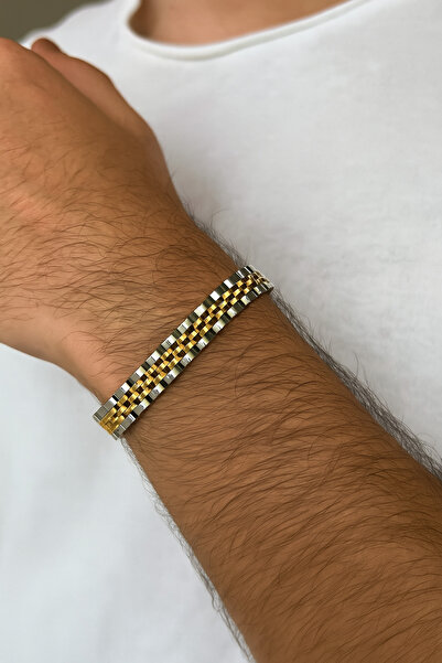 Naviforce PASLANMAZ ÇELİK ERKEK BİLEKLİK GÜMÜŞ- ALTIN RENK BABALAR GÜNÜ HEDİY...